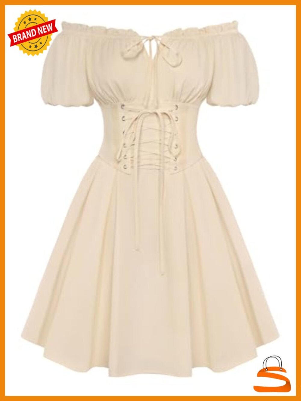 Off Shoulder Corset Midi Dress Renaissance Costume Fairy